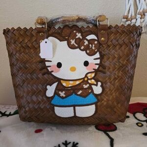 Hello Kitty Brown Woven Tote Bag